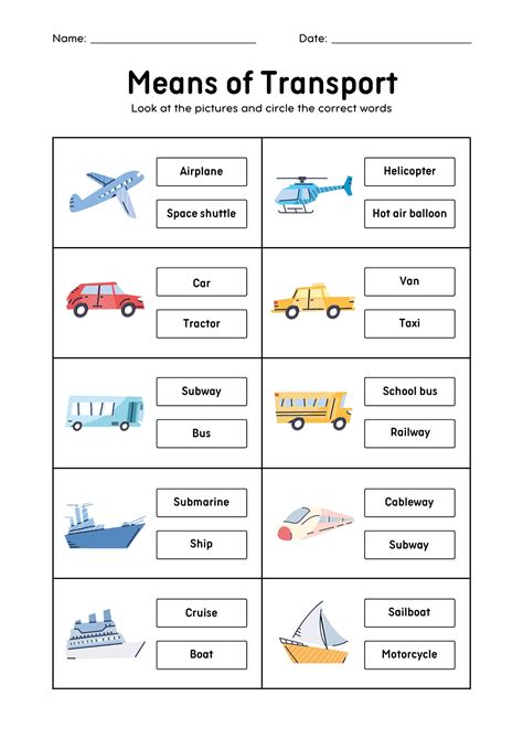 means  transport vocabulary worksheet etsy