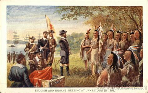 english  indians meeting  jamestown    jamestown exposition