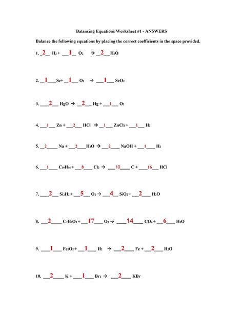 balancing equation worksheet answers equations worksheets