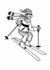 Coloring Skiing Printable Large sketch template