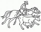Coloring Pages Cow Horse Roping Cowboy Popular sketch template