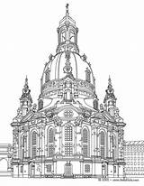 Dresden Frauenkirche Coloring Architecture Pages Clipart Hellokids Drawing Germany Color Dibujo Famous Google Paris Places Castle Colouring German Mandalas Kids sketch template