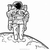 Coloring Reached Astronaut sketch template