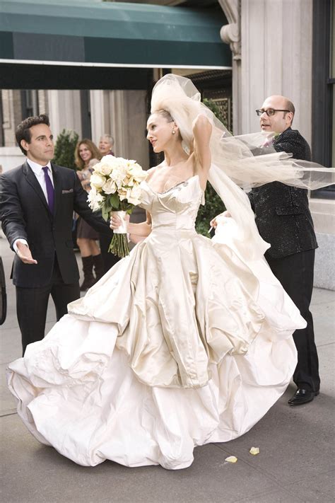 vivienne westwood is displaying carrie bradshaw s wedding dress for sex