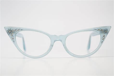 blue rhinestone vintage cat eye glasses vintage eyeglasses vintage