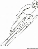 Ski Coloring Jumper Skiing Pages Olympic sketch template