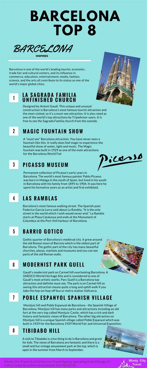 top  barcelona activities infograph windy city travel