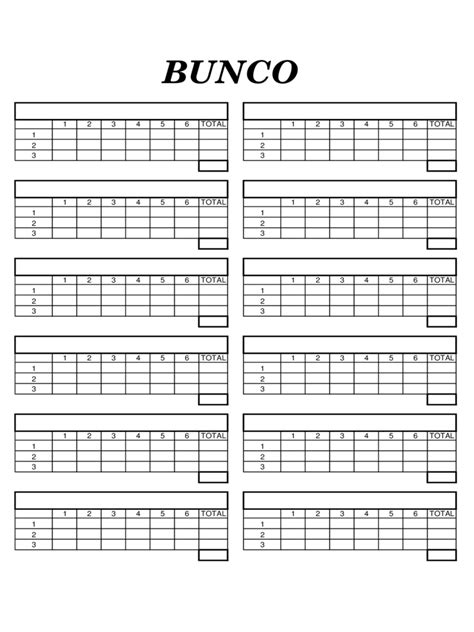bunco score sheet fillable printable  forms handypdf