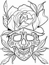 Coloring Pages Tattoo Skull Sugar Tattoos Heart Adult Colouring Book Dover Publications Doverpublications Printable Color Getdrawings Grown Ups Skulls Small sketch template