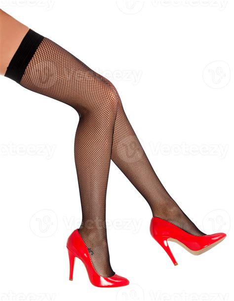 Beautiful Female Legs In Black Tights And Red Shiny Shoes 18127430 Png