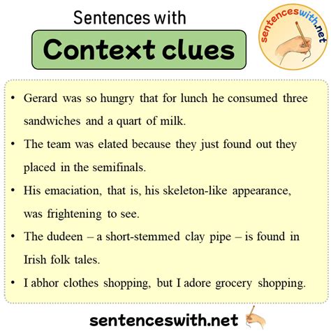 sentences  context clues sentences  context clues  english