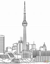 Cn Tower Coloring Toronto Pages Printable Drawing Canada Crafts Clipground Categories sketch template