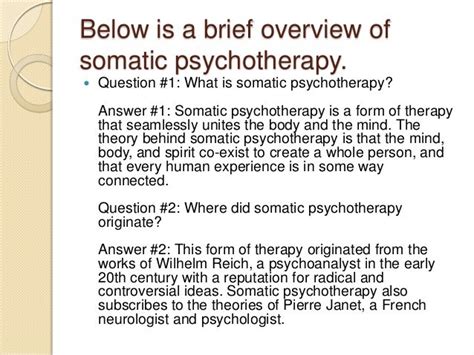 an overview of somatic psychotherapy