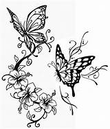 Butterflies Coloring Pages Adult Tattoo Butterfly Flowers Adults Papillons Drawing Flying Color Line Tatouage Rosas Life Coloriage Mindfulness Wonderful Over sketch template