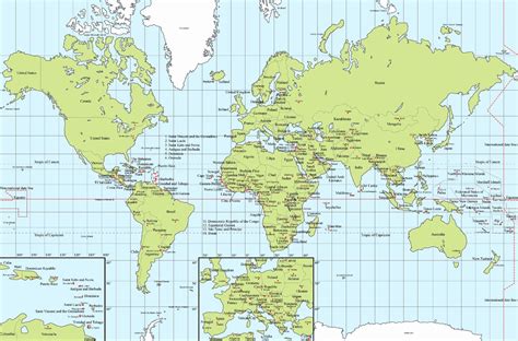 world map  latitude  longitude laminated