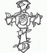 Cross Rose Coloring Printable Pages Drawing Tattoo Description Draw sketch template