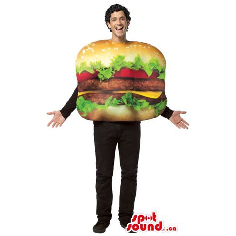 Cool Real Looking Hamburger Adult Size Plush Costume Or Mascot