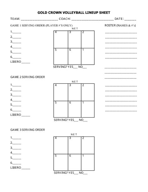 volleyball lineup sheets printable  printable templates