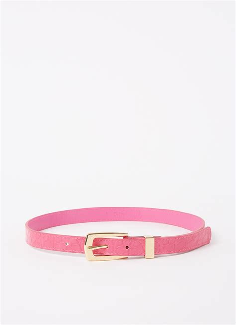 mango event riem met crocostructuur roze de bijenkorf