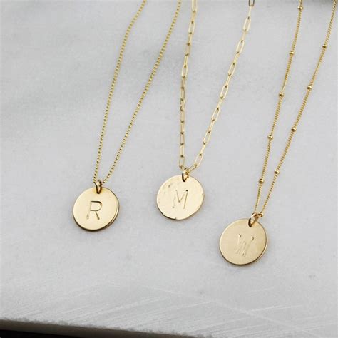 custom initial disc necklace mm