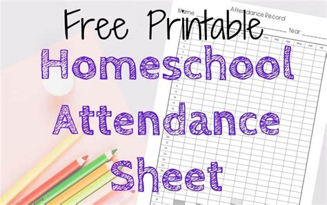 printable homeschool attendance sheet homeschooling