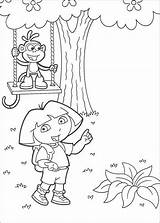 Dora Coloring Explorer Pages Swing Boots Kids Colouring Printable Book Fiesta Trio Worksheets Fun Color Game Monkey Supercoloring Hellokids Printables sketch template