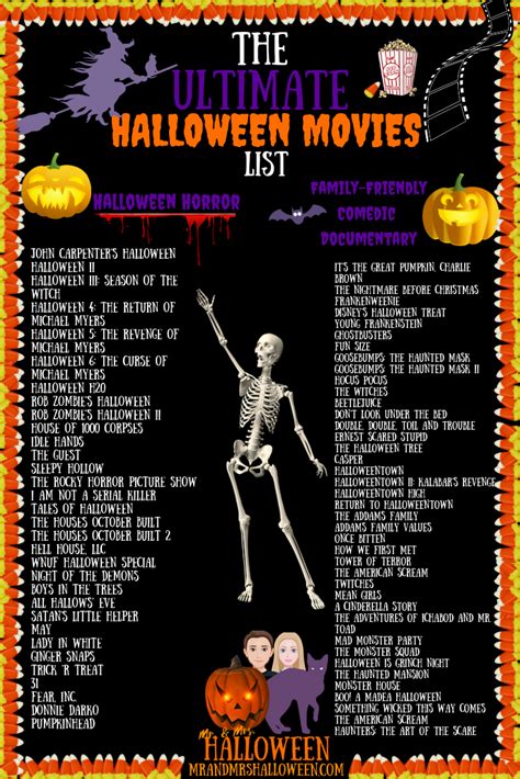 halloween movies list   titles  printable calendar  plan