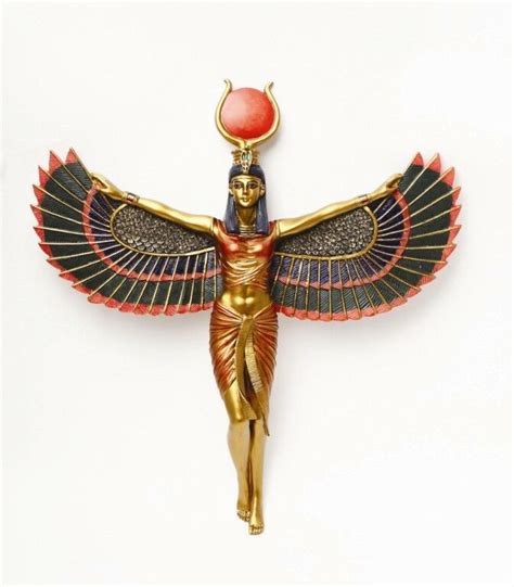 ancient egyptian isis opened wings wall plaque decor decorative statue