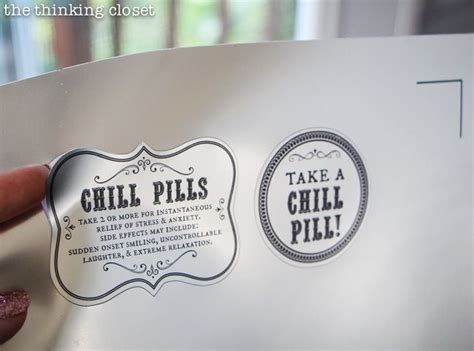 chill pills gag gift  printable labels chill pills label