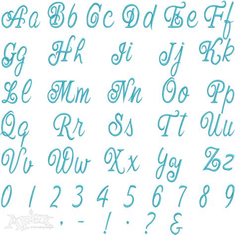 Fancy Script Embroidery Fonts