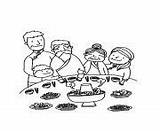 Year Coloring Pages Chinese Famille Repas sketch template