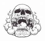 Smoking Skull Vector sketch template