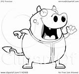 Devil Waving Chubby Pajamas His Clipart Cartoon Thoman Cory Outlined Coloring Vector 2021 sketch template