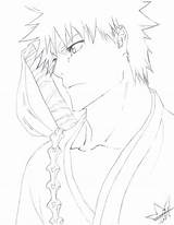 Coloring Pages Bleach Ichigo Anime Zangetsu Tensa Lineart Bankai Getcolorings Popular Getdrawings Coloringhome Comments Template sketch template