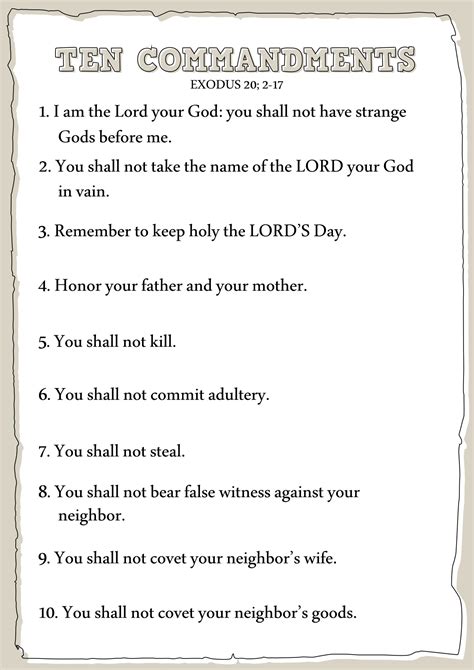 printable  commandments kjv