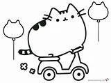 Pusheen Coloring Pages Motorcycle Printable Color Kids sketch template