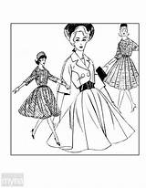 Vintage Coloring Pages Fashion 50s Women Getcolorings Printable Colori Color Book Americana Click sketch template