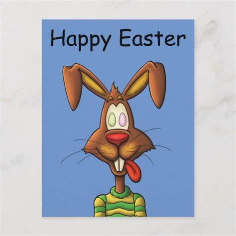 egg mad easter bunny funny cartoon drawing holiday postcard zazzle