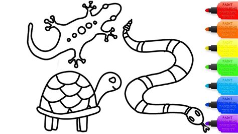 draw reptiles coloring page  kids  learn coloring book