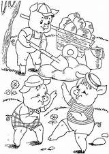 Pigs Little Tulamama Porcellini Cochons Colorare Cerditos Trois Rhymes Nursery Colorier öffnen детски Kleinen Schweinchen sketch template
