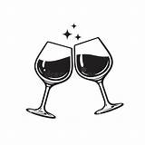 Cheers Clink Wineglasses Vino Vetri Tintinnio Vettore Bicchieri Acclamazioni Priorit Bassa Vetro Icona Vinglas sketch template