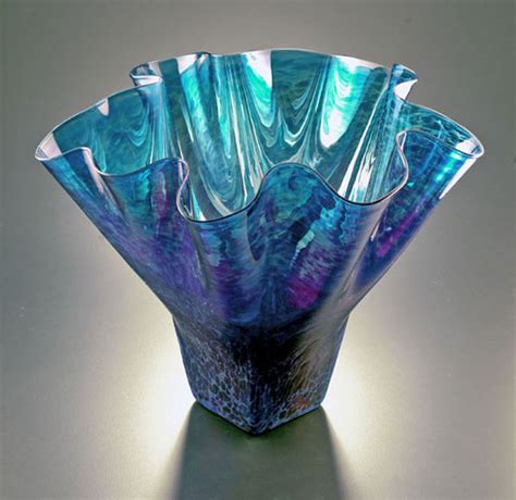 Luster Shell Bowl Cobalt By Jonathan Winfisky Art Glass Vessel