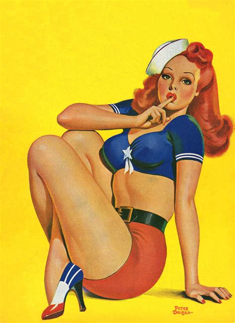 Pin Up Print 1944 Redhead Sailor Girl Hush