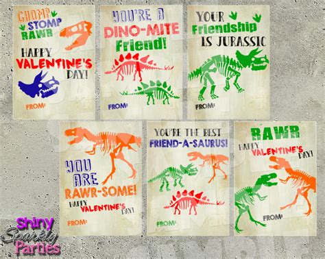 dinosaur valentine cards printable instant