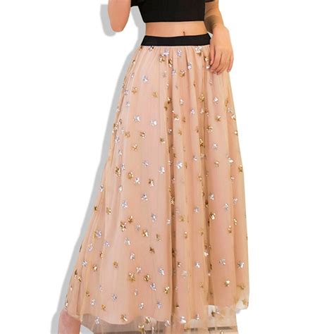 2018 new fashion runway designer mesh embroidered sequins skirt high