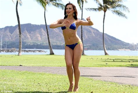 karina smirnoff shows off her killer figure in a tiny bikini as she hits the hawaiian beach
