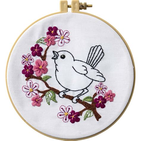 shop plaid bucilla stamped embroidery cherry blossom birdie