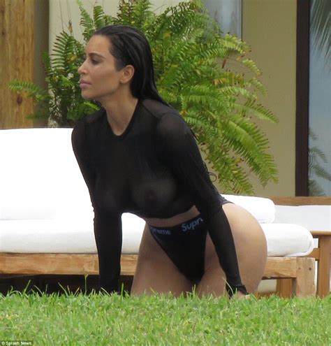 kim kardashian s breasts on show in see through bikini top in mexico daily mail online