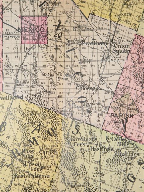 Large Vintage Map Oswego County Ny Map New York County 1912 Etsy