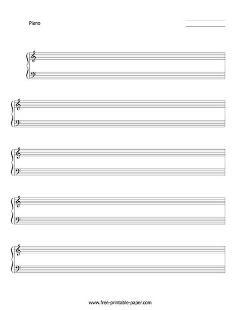 printable blank sheet  paper  blank piano sheet